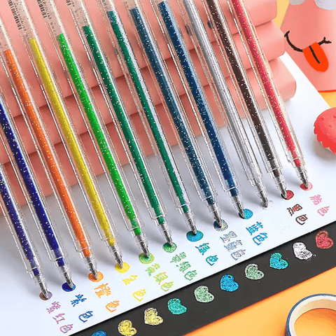 Gel olovke sa šljokicama – set od 12 metalik boja